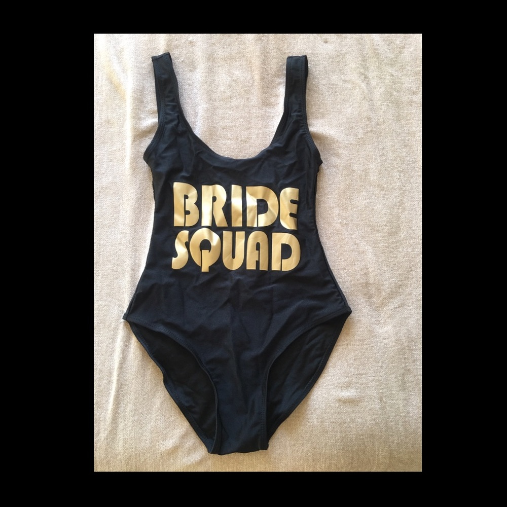Bride Squad one piece bikini